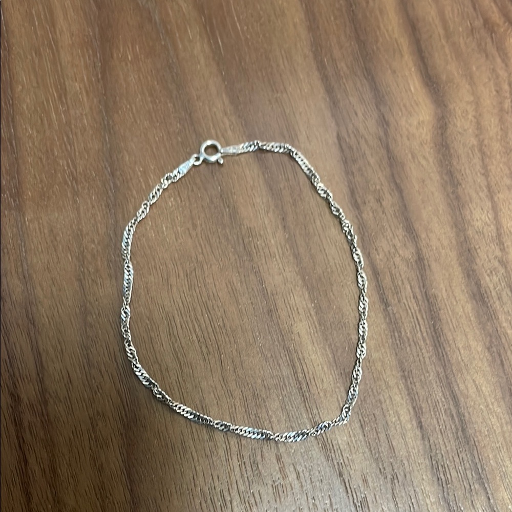 925 Silver Chain Ankle Bracelet Made in Italy